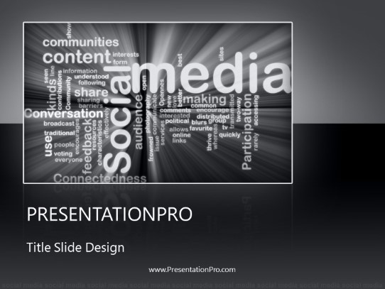 Social Media Gray PowerPoint Template title slide design