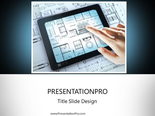 Tablet Blueprints PowerPoint Template title slide design