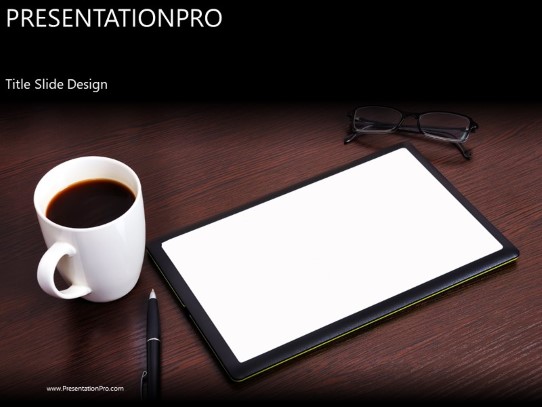 Tablet On Desk PowerPoint Template title slide design