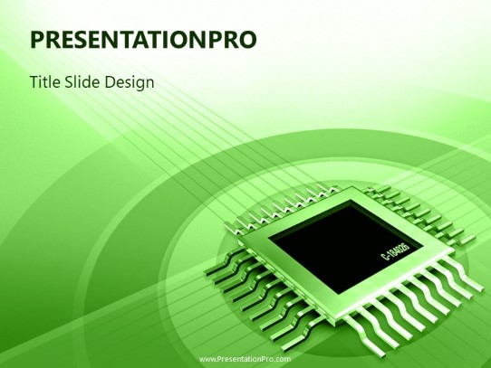 Tech Chip Green PowerPoint Template title slide design