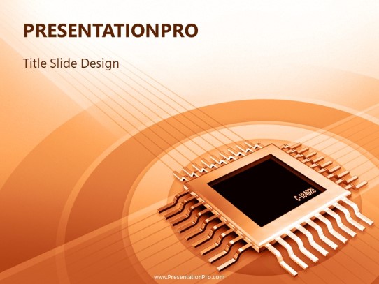 Tech Chip Orange PowerPoint Template title slide design
