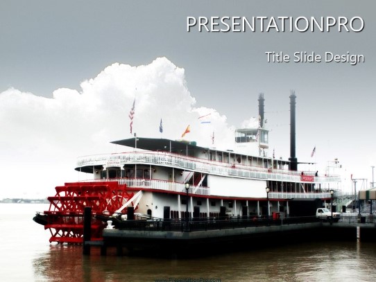 Gambling Boat PowerPoint Template title slide design