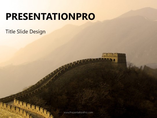 Great Wall Of China PowerPoint Template title slide design