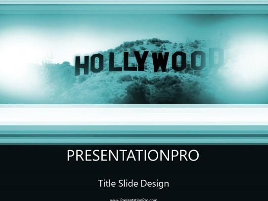 Hollywood Teal PowerPoint Template title slide design