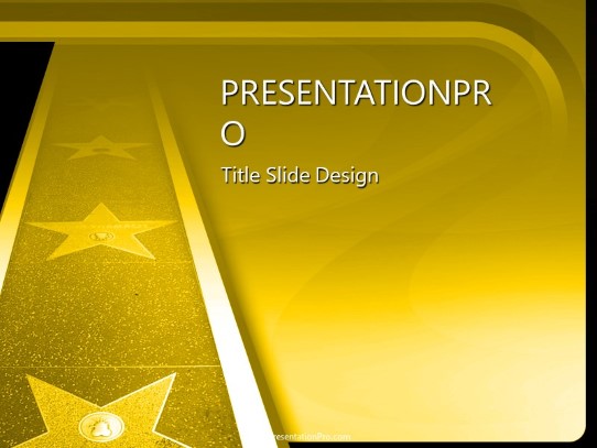 Walk Of Fame Gold PowerPoint Template title slide design