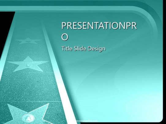 Walk Of Fame Teal PowerPoint Template title slide design