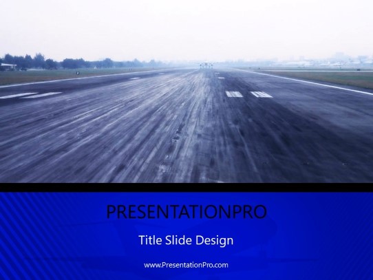 Landing Strip Blue PowerPoint Template title slide design
