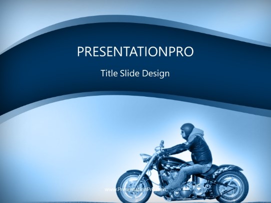 Motorcycle Ride Blue PowerPoint Template title slide design