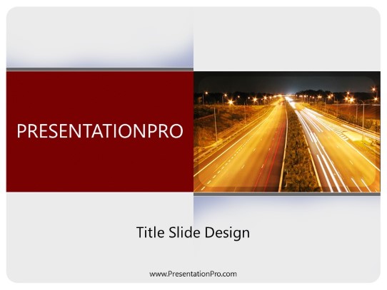 Night Shot Expressway PowerPoint Template title slide design