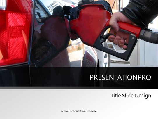 Pumping Gas Gray PowerPoint Template title slide design