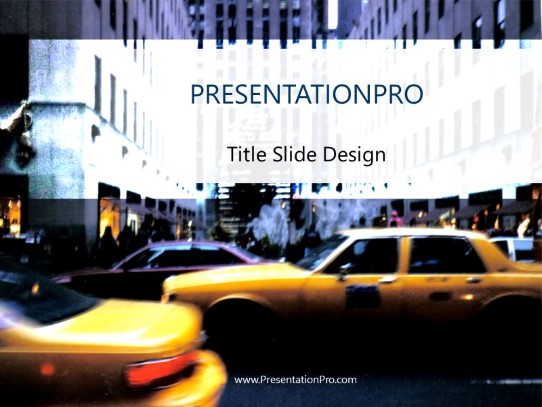 Taxi City PowerPoint Template title slide design