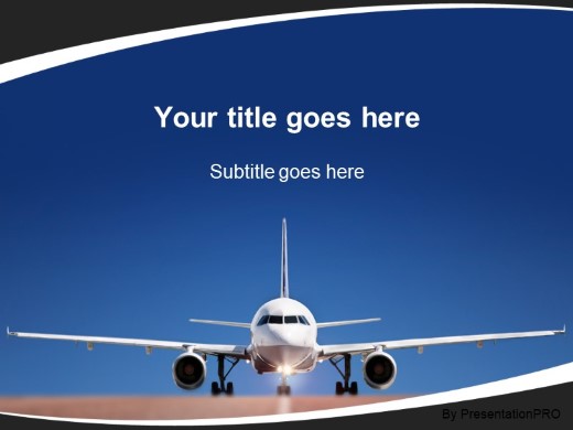 Travel By Airplane PowerPoint Template title slide design