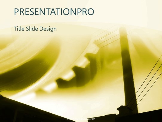 Factory Gears Gold PowerPoint Template title slide design