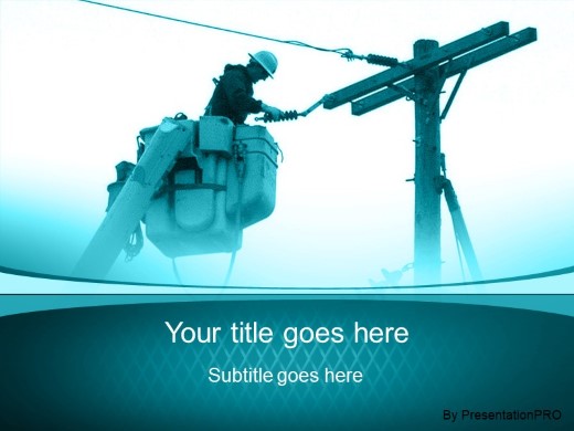 Utility Guy Aqua PowerPoint Template title slide design