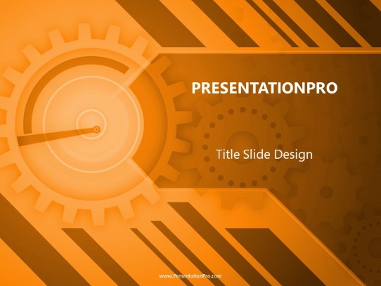 Gears Orange PowerPoint Template title slide design