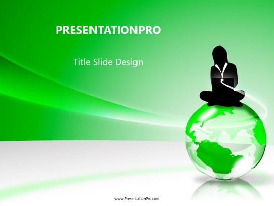Globe Green PowerPoint Template title slide design
