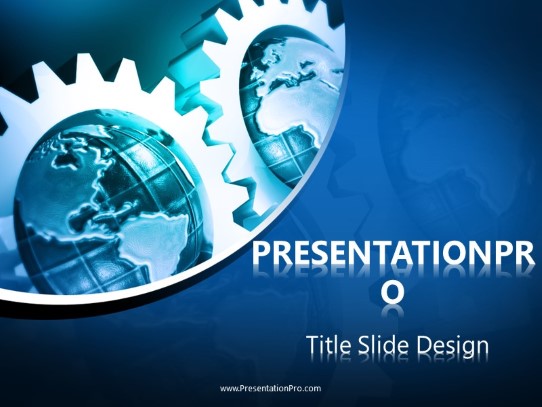 Gears And Globes PowerPoint Template title slide design