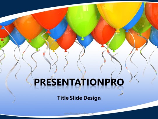 Special Ocassion Balloons PowerPoint Template title slide design