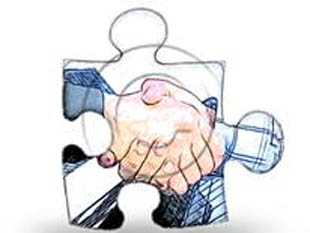 Corporate Hand Shake Color Pencil PUZ PPT PowerPoint Image Picture
