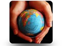 Globe Hands 4 Square PPT PowerPoint Image Picture