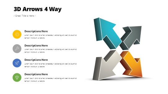 3D Arrows 04 Way PowerPoint PPT Slide design