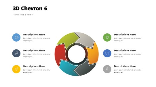 3D Chevron 6 PowerPoint PPT Slide design