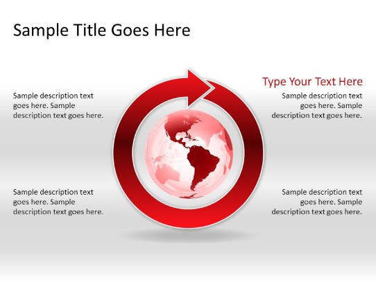 Arrowcycle A 1red Globe PowerPoint PPT Slide design