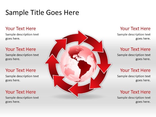 Arrowcycle A 8red Globe PowerPoint PPT Slide design