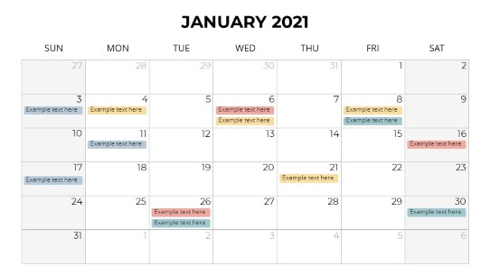 Calendars 2021 Monthly Sunday January PowerPoint PPT Slide design