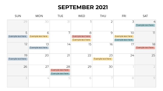 Calendars 2021 Monthly Sunday September PowerPoint PPT Slide design