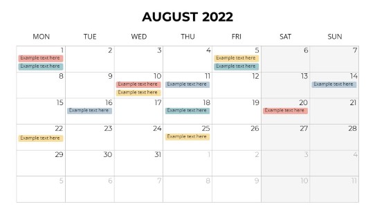 Calendars 2022 Monthly Monday August PowerPoint PPT Slide design