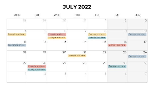 Calendars 2022 Monthly Monday July PowerPoint PPT Slide design