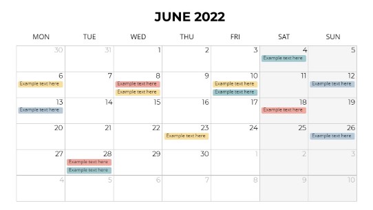 Calendars 2022 Monthly Monday June PowerPoint PPT Slide design