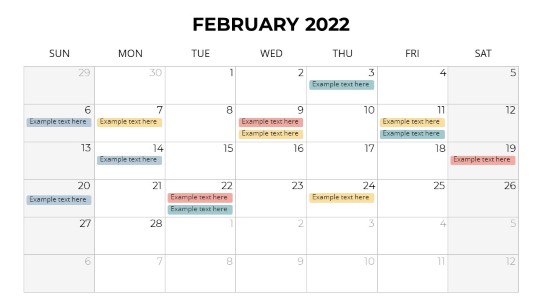 Calendars 2022 Monthly Sunday February PowerPoint PPT Slide design