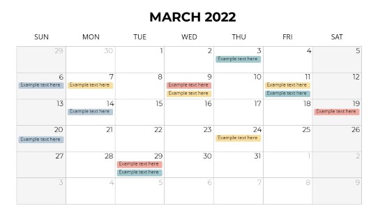 Calendars 2022 Monthly Sunday March PowerPoint PPT Slide design