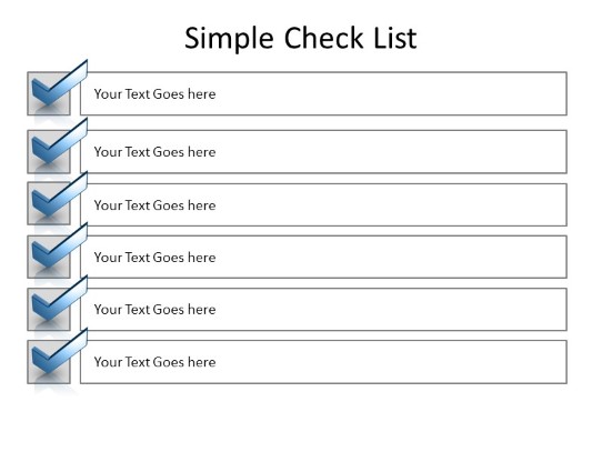 Simple Square Check List PowerPoint PPT Slide design