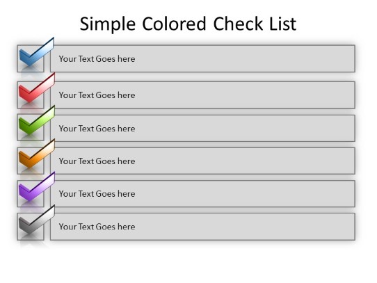 Simple Square Check List Colorful PowerPoint PPT Slide design
