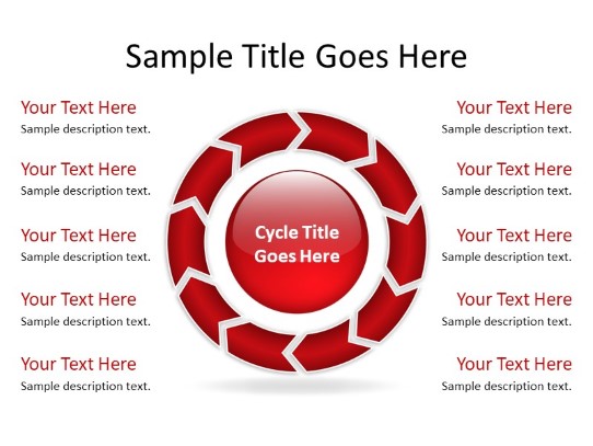 Chrevoncycle A 10red Clockwise PowerPoint PPT Slide design