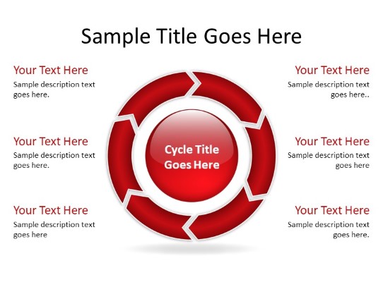 Chrevoncycle A 6red Clockwise PowerPoint PPT Slide design