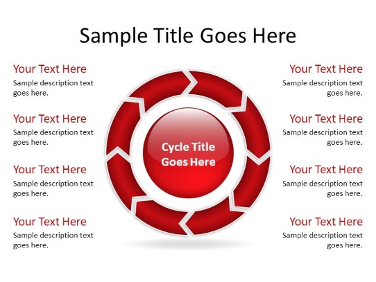 Chrevoncycle A 8red Clockwise PowerPoint PPT Slide design