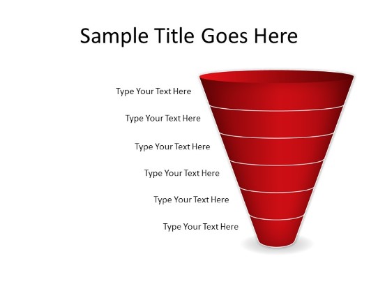 Cone Down C 6red PowerPoint PPT Slide design