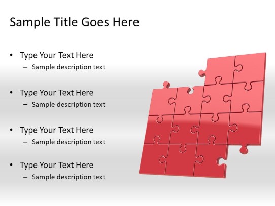Puzzle 13a Red PowerPoint PPT Slide design