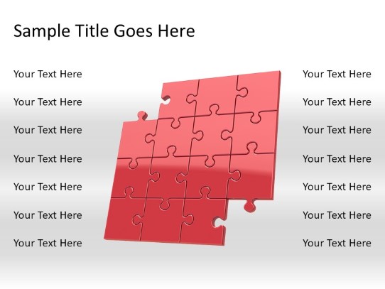 Puzzle 14b Red PowerPoint PPT Slide design