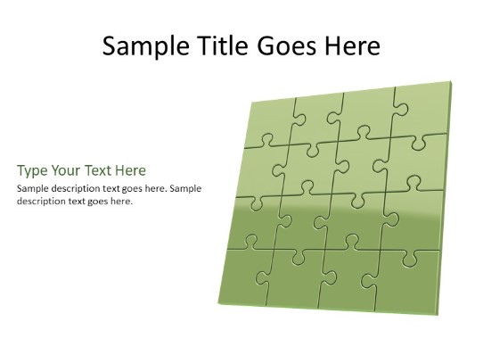 Puzzle 16b Green PowerPoint PPT Slide design