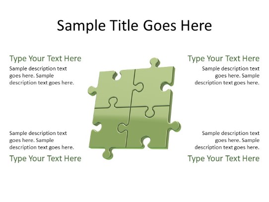 Puzzle 4a Green PowerPoint PPT Slide design