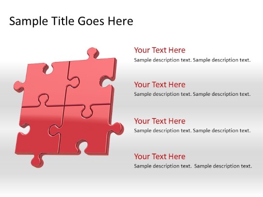 Puzzle 4b Red PowerPoint PPT Slide design