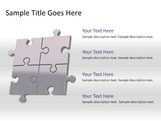 Puzzle 4c Gray PowerPoint PPT Slide design