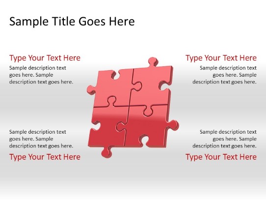 Puzzle 4c Red PowerPoint PPT Slide design