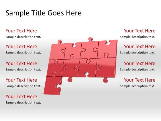 Puzzle 9b Red PowerPoint PPT Slide design