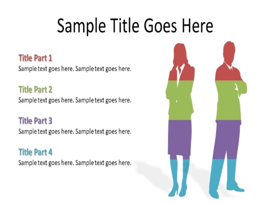 2 Silhouettes Split Colors PowerPoint PPT Slide design